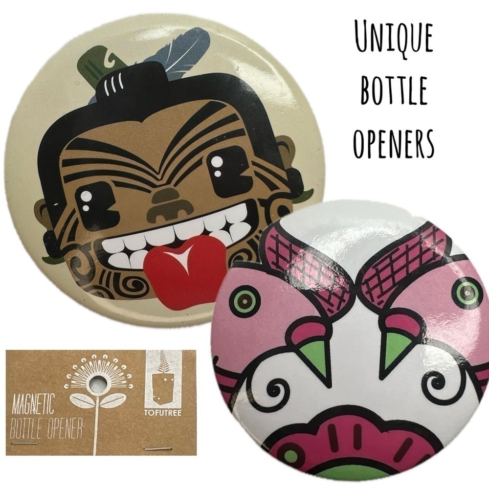 Tofutree Warrior Kia Ora Girl amd Chicken Design Tiki Island Bottle Openers